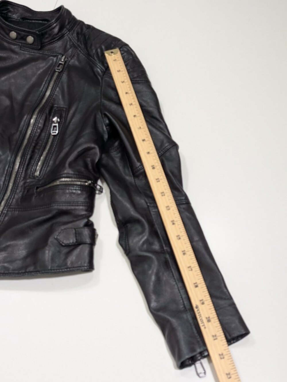 Joop! Women's Black Leather Jacket Biker style - Picture 7 of 15